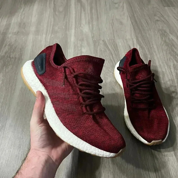 Men's Adidas Pureboost Size 10 Color Maroon - Picture 1 of 7